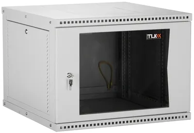 Шкаф настенный TLK TWI-066045-R-G-GY, 19", 6U, 600×303×450 мм, стеклянная дверь, серый