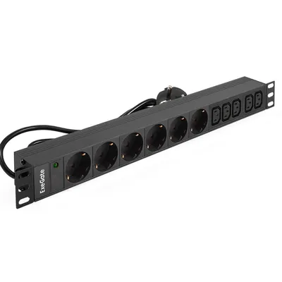 PDU ExeGate EX280869RUS, 1U, 5×C13, 6×Euro, 19"