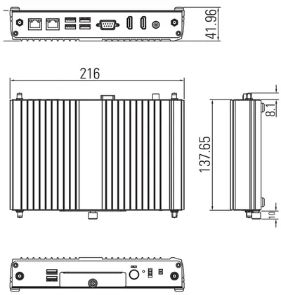 Встраиваемый компьютер Axiomtek eBOX100-312-FL-DC-N3350, Intel Celeron N3350, до 8 ГБ DDR3L, безвентиляторный