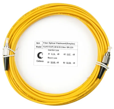 Патч-корд оптический Cabeus FOP(s)-9-FC-FC-15m, FC/FC, OS2, 15 м