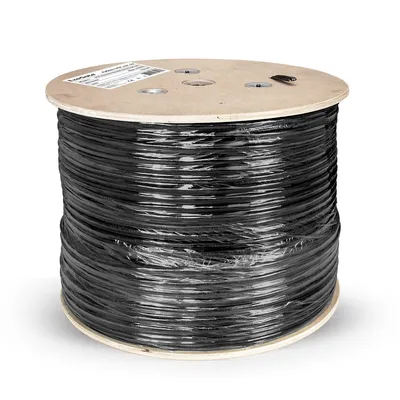 Exegate EX300621RUS Кабель ExeGate Special FUTP4-C5e-CCA-S24-SW-OUT-PE-BK-305 FTP 4 пары кат.5e CCA, 0.5мм (24AWG), экран, внешн., с тросом, 305м, черн., PE
