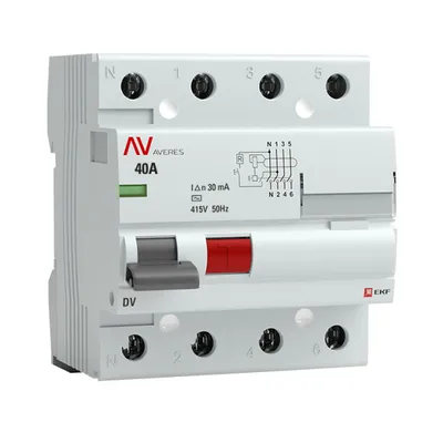 УЗО EKF rccb-4-40-30-ac-av, 40А, 4P, 30мА, тип AC
