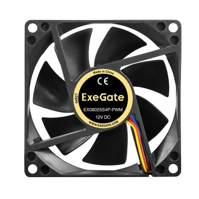 Вентилятор ExeGate EX08025S4P-PWM, 80x80x25 мм, 12 В, 4-пин PWM, 2300 об/мин
