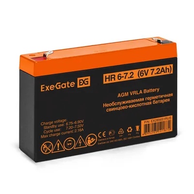 Аккумуляторная батарея ExeGate EX285651RUS, 6 В, 7.2 А·ч