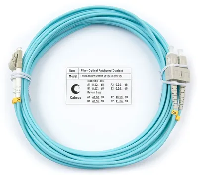 Патч-корд оптический Cabeus FOP-50-LC-SC-5m, OM3, SC/LC, 5 м