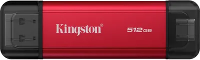 SSD внешний Kingston SPSD/512GB, 512GB, USB-C/USB-A, красный