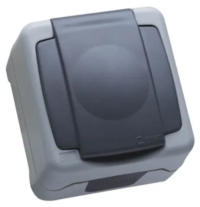 Розетка Makel 36064099, 16А IP55, с заземлением, серый
