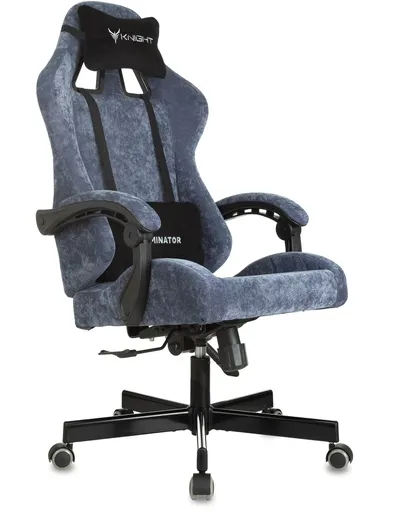 Кресло игровое KNIGHT TERMINATOR BL, ткань, 90–125°, до 150 кг, металл