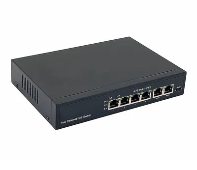 Коммутатор NST NS-SW-4F2F-P, 6×FE RJ-45, 4 порта PoE 802.3af/at, 80 Вт