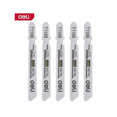 Пилки для электролобзика DELI DH-QJT012-E4, тип T118B, 12TPI, 50 мм, 5 шт.