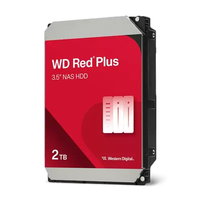 Жесткий диск Western Digital Red Plus WD20EFPX, 2 ТБ, 3.5", SATA III, 5400 об/мин, 64 МБ