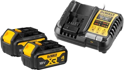 Аккумулятор DeWalt DCB1104M2-QW, 18 В, 4 Ач, Li-Ion, 2 шт. с ЗУ DCB1104