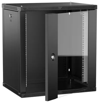 Шкаф телекоммуникационный ITK LWR5-12U64-GF-2, 12U, 600×450 мм, стекло, чёрный