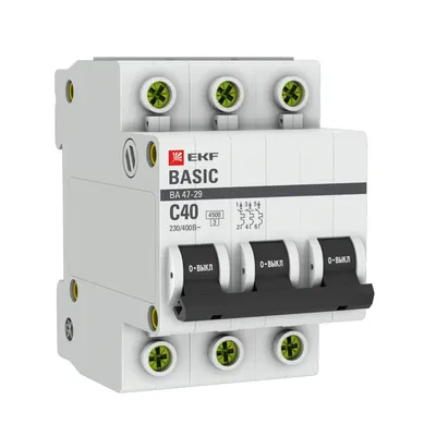 Выключатель автоматический EKF mcb4729-3-40C, 3P, C, 40А, 4.5кА