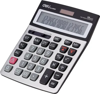 Калькулятор бухгалтерский Deli E39265, 16 разрядов, серый
