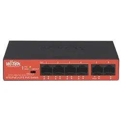 Коммутатор Wi-Tek WI-PS205H v2, неуправляемый PoE, 4×PoE FE + 2×FE, 40 Вт, режим 250 м + VLAN, Watchdog
