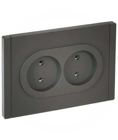 Розетка IEK FP-R20-10-1-K03, 2-местная, 10 А, 220 В, без заземления, серая