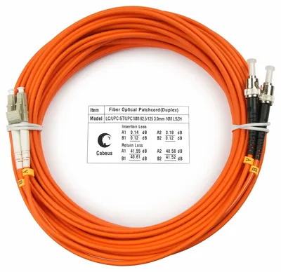 Патч-корд оптический Cabeus FOP-62-LC-ST-20m, LC/ST, OM1, 20м