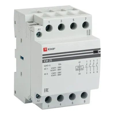 Контактор EKF km-3-25-40, 25А, 4NO, 230В, модульный