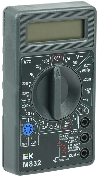Мультиметр ИЭК TMD-2S-832 Universal M832, до 1000 В, 10 А, 2 МОм, IP20