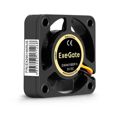 Exegate EX295195RUS Вентилятор 5В DC ExeGate EX04010B3P-5 (40x40x10 мм, 2-Ball (двойной шарикоподшипник), 3pin, 5500RPM, 26dBA)