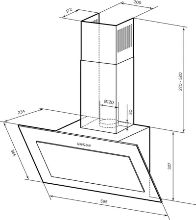 Вытяжка каминная Lex Mio 600 CHTI000386, белая