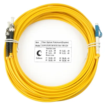 Патч-корд оптический Cabeus FOP(d)-9-LC-ST-20m, duplex LC-ST, 9/125, 20 м, LSZH
