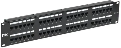 Патч-панель ITK PP48-2UC5EU-D05, 19" 2U, 48 портов RJ45, кат.5e UTP