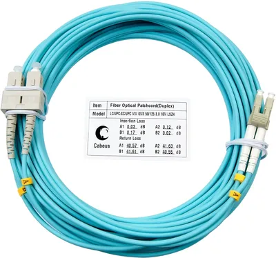 Патч-корд оптический Cabeus FOP-50-LC-SC-10m, OM2, LC–SC, 10м, аква
