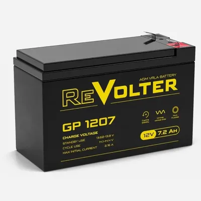 Аккумулятор Энергон REVOLTER GP 1207, 12 В, 8.2 А·ч, AGM, клеммы F2