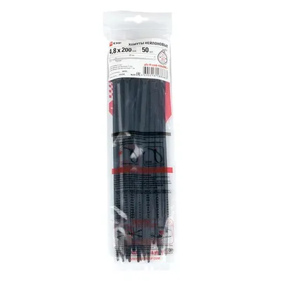 Хомут EKF plc-fl-ctsb-4.8x200-r, FlexLock, 4,8×200, черный, 50шт