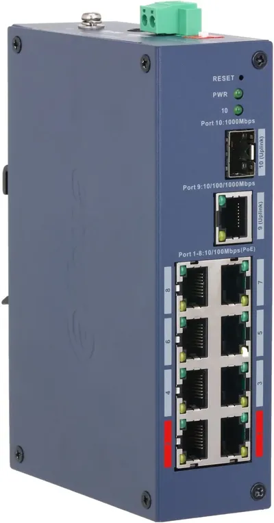 Коммутатор Dahua DH-CHS4110-8ET-110, 8×100 Мбит/с PoE, 1×1 Гбит/с, 1×SFP, 110 Вт