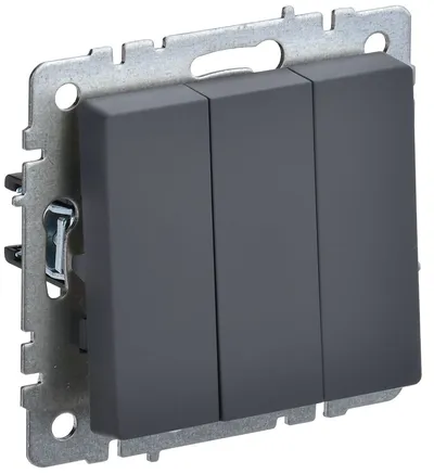 Выключатель ИЭК BRITE BR-V30-0-10-K53, 3-клавишный, 10 А, графит