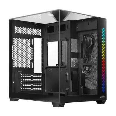 Корпус GINZZU V340, mATX, RGB, закаленное стекло, белый