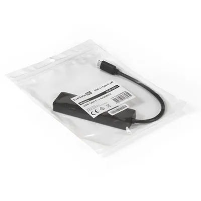 USB-хаб ExeGate DUB-4CP/1, USB Type-C → 4×USB 3.0 Type-A, кабель 0,17 м, черный