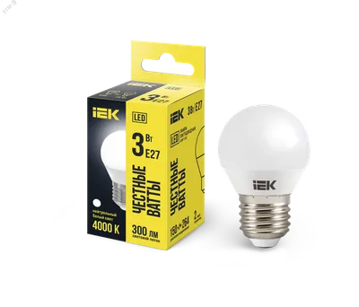Лампа IEK LLE-G45-3-230-40-E27, LED, G45, 3Вт, 230В, 4000K, E27