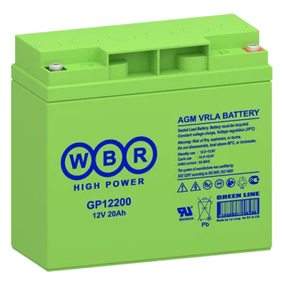 Аккумулятор WBR GP12200, 12 В, 20 Ач, AGM, клемма M5, 181×76×167 мм