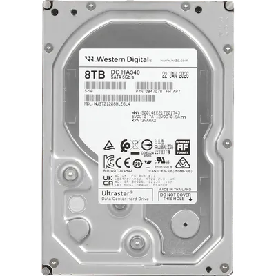 Жесткий диск WD Ultrastar DC HA340 WUS721208BLE6L4, 8 ТБ, SATA III, 3.5", 7200 об/мин