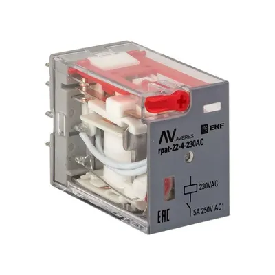Реле промежуточное EKF rpat-22-4-230AC, 5А, 230В AC, 4 перекл. контакта