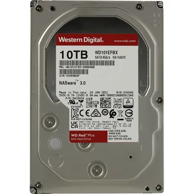 HDD WD WD101EFBX, Red Plus, 10ТБ, SATA III, 7200rpm, NAS