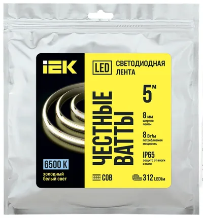 Световая лента IEK LSR11-2-312-65-3-05, COB, 5 м, 8 Вт/м, IP65, 24 В, 6500К
