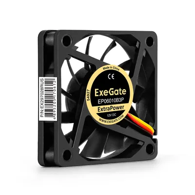 Вентилятор ExeGate EX297028RUS, 60×60×10 мм, 2-Ball, 3-pin, 3000 RPM