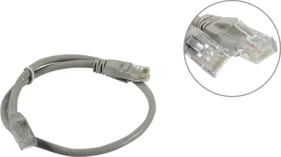 Патч-корд ExeGate EX272314RUS, UTP cat.6, RJ45–RJ45, 0.5 м, серый