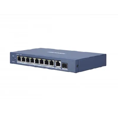 Коммутатор Hikvision DS-3E0510P-E(B), неуправляемый, 8×1GbE PoE+ 110 Вт, 1×SFP
