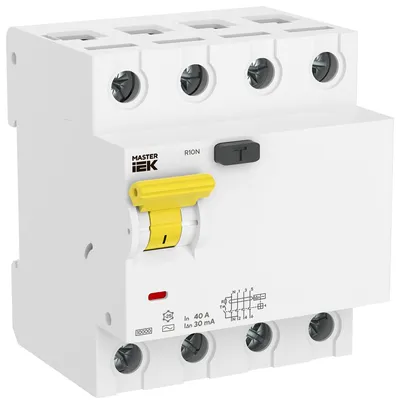 Выключатель дифференциального тока IEK MI-R10N-4-040C030, 4P, 40 А, 30 мА, тип AC