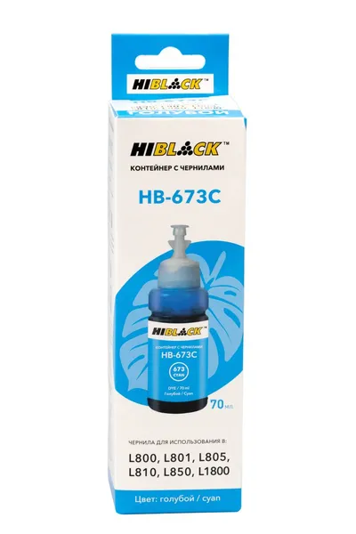 Чернила Hi-Black HB-673C-70ML, для Epson L800/L801/L810/L850, голубые, 70 мл