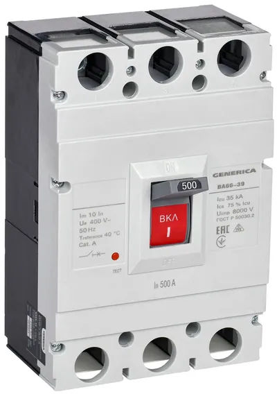 Автоматический выключатель IEK ВА66-39 SAV50-3-0500-G, 3P, 500 А, 35 кА