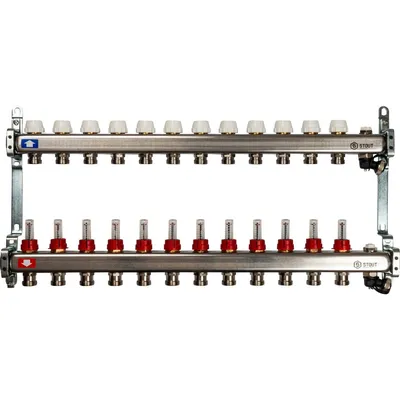 Коллектор STOUT SMS-0927-000012, нержавеющая сталь, 1", 12 выходов, 3/4", 6 бар