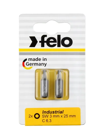 Бита FELO 02430036, шестигранная HEX 3 мм, 25 мм, 1/4", 2 шт