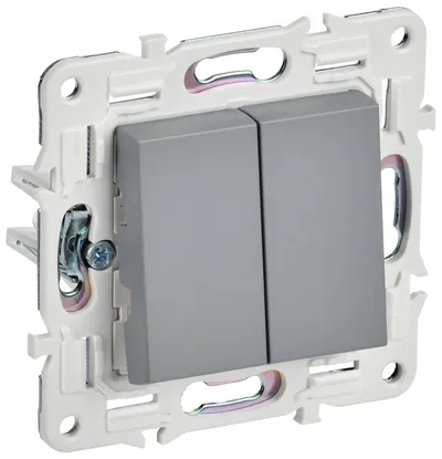 Выключатель IEK SKANDY SK-V22-0-10-K03, 2-клавишный проходной, 10 А, 230 В, серый
